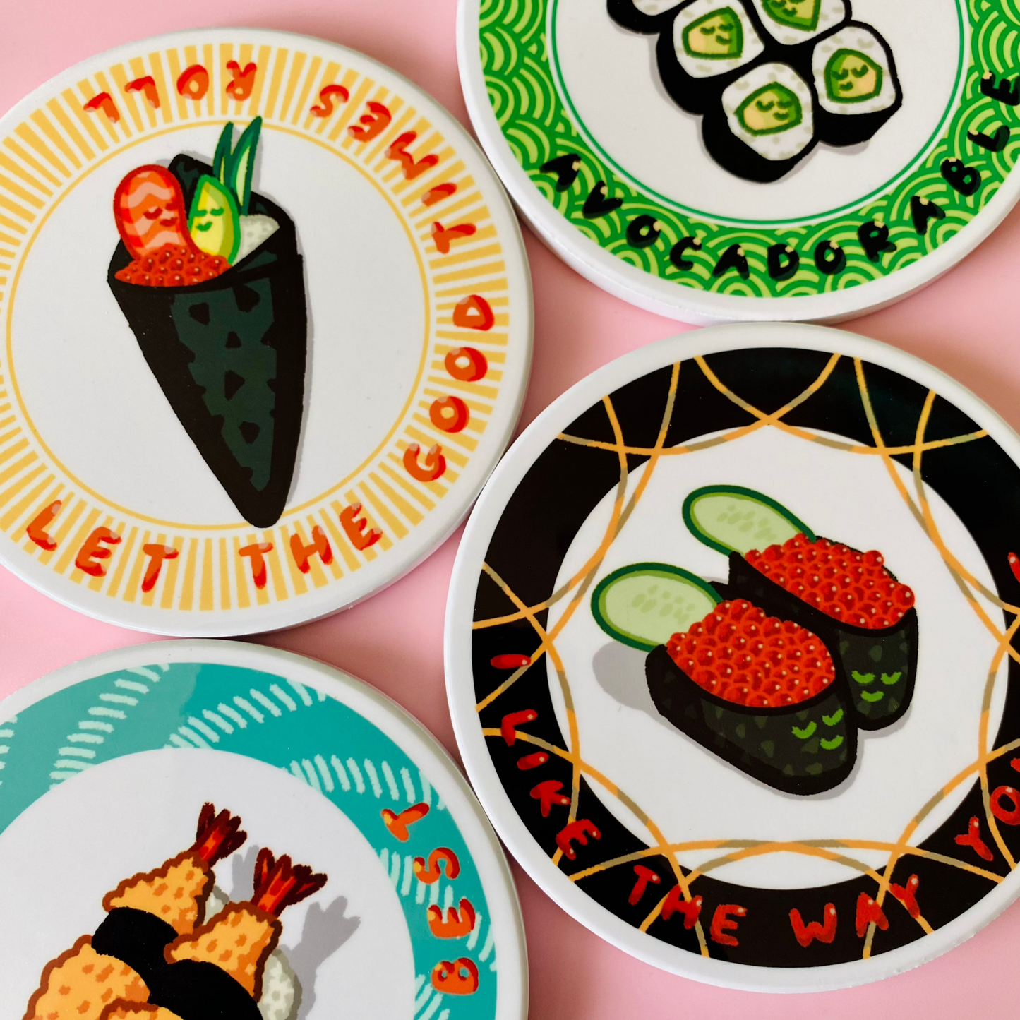 I Like The Way You Roe Snuggling Sushi Plate Coaster