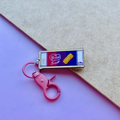 Bi-scoff Biscuit Wooden Keychain