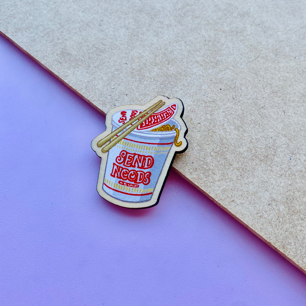 Send Cup Noods Wooden Magnet