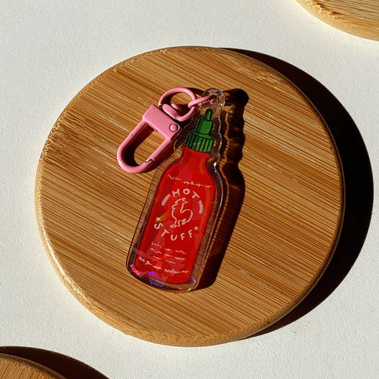 Hot Stuff Sriracha Holographic Keychain