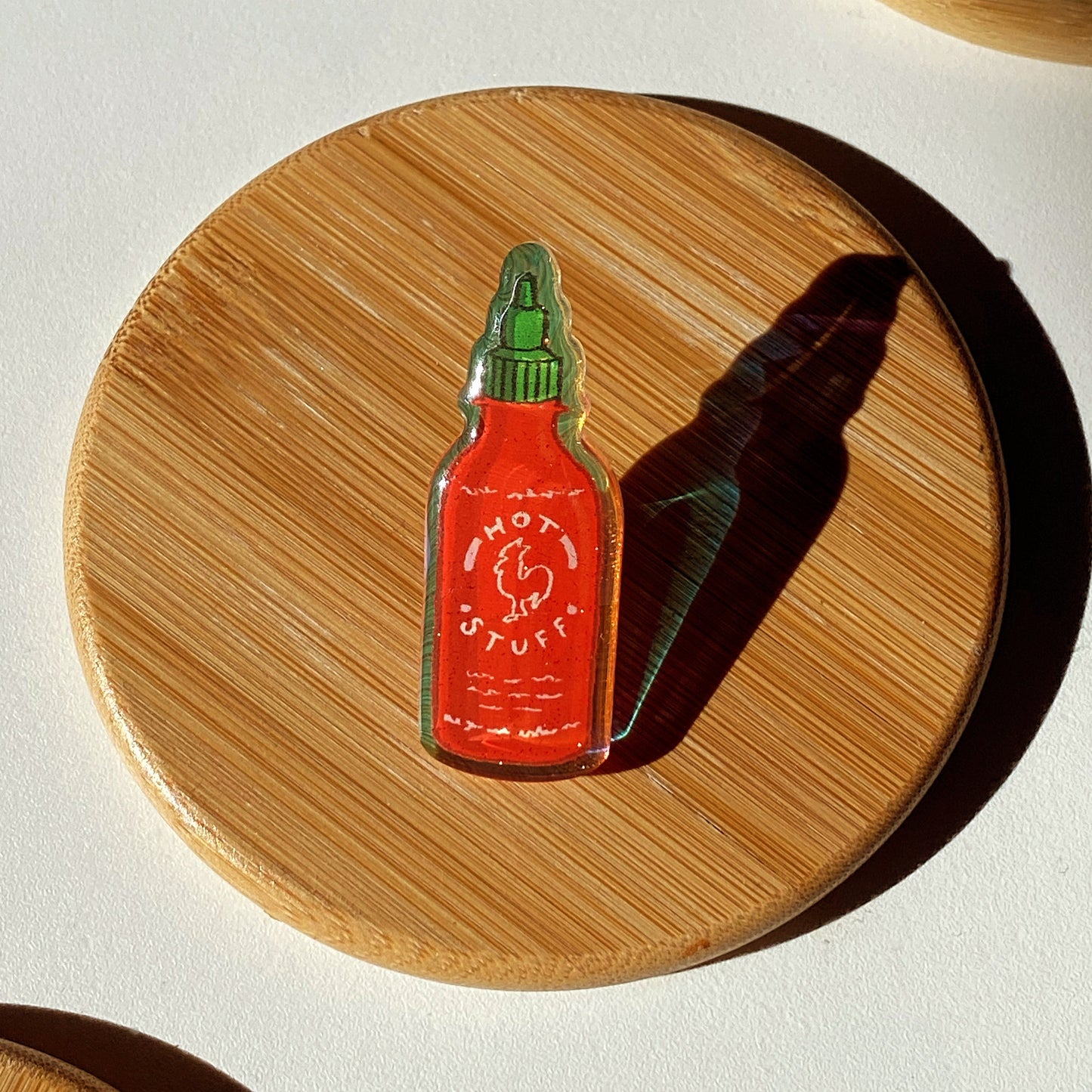 Hot Stuff Sriracha Holographic Pin