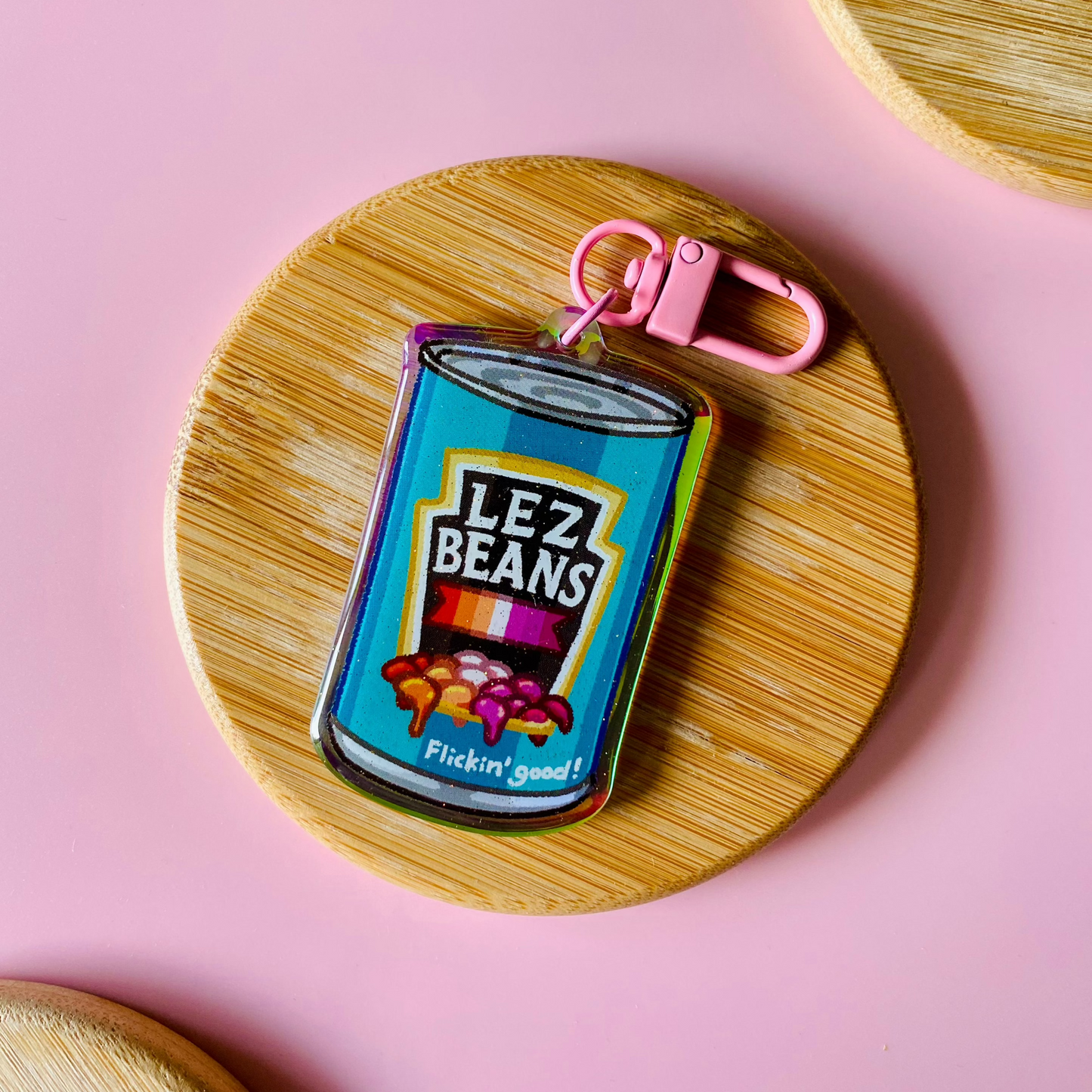 Lez Beans Holographic Keychain