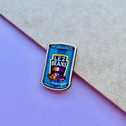 Lez Beans Wooden Magnet