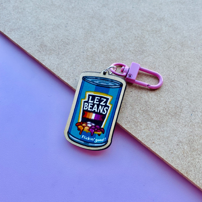 Lez Beans Wooden Keychain