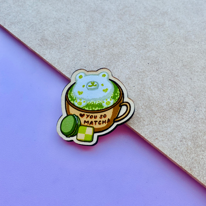 Love You So Matcha Wooden Magnet