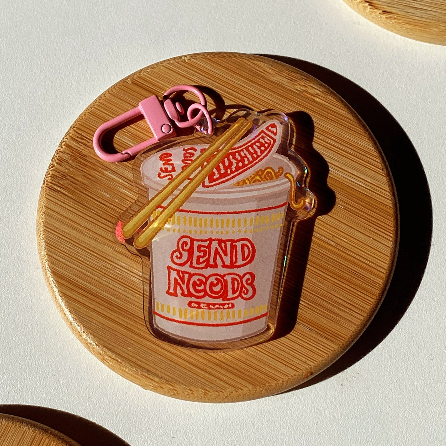 Send Cup Noods Holographic Keychain