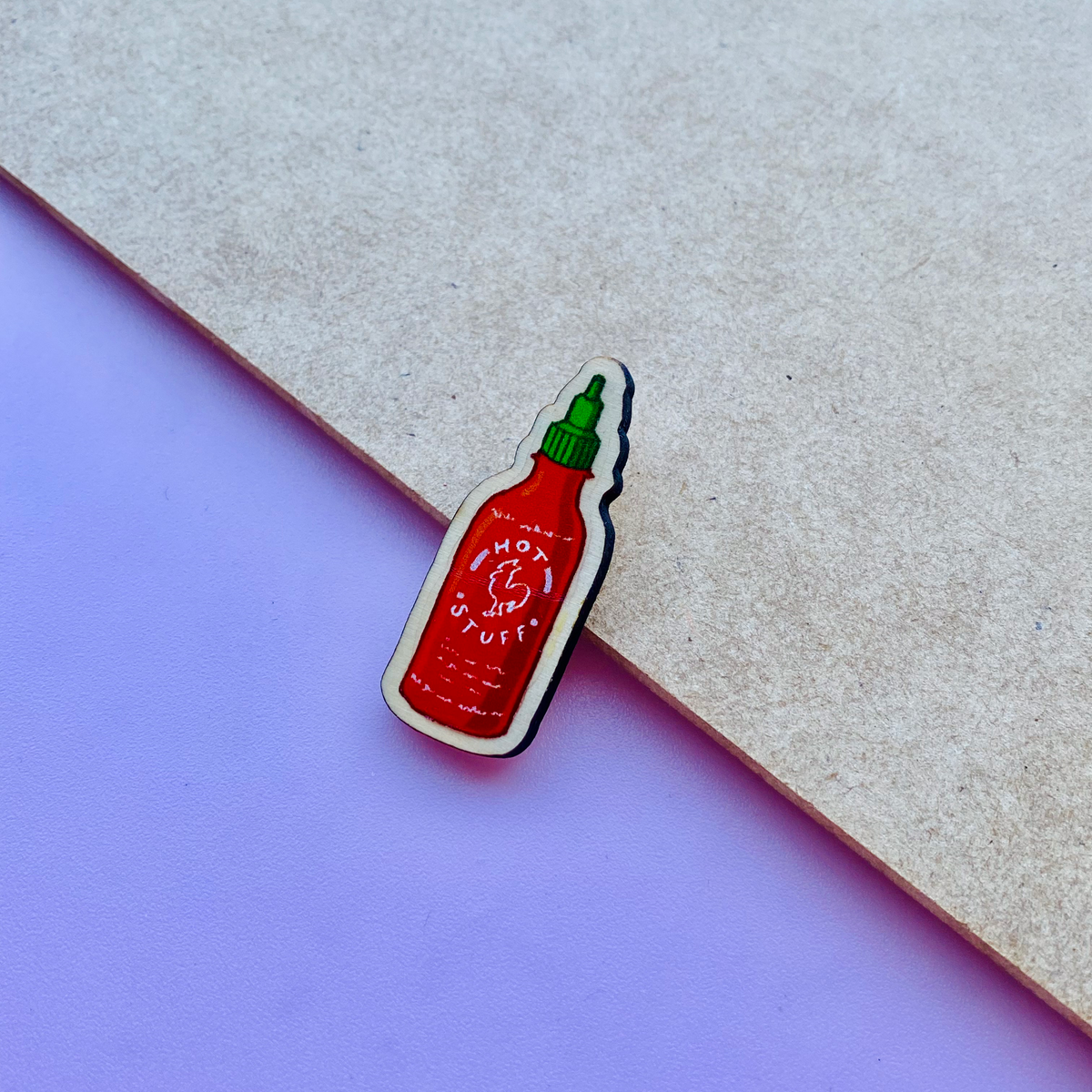 Hot Stuff Sriracha Wooden Magnet