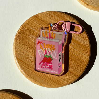 Strawberry PockYou Pocky Holographic Keychain