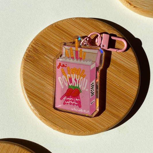 Strawberry PockYou Pocky Holographic Keychain