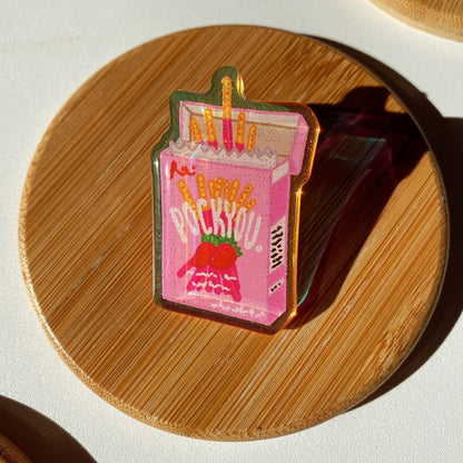 Strawberry PockYou Pocky Holographic Pin