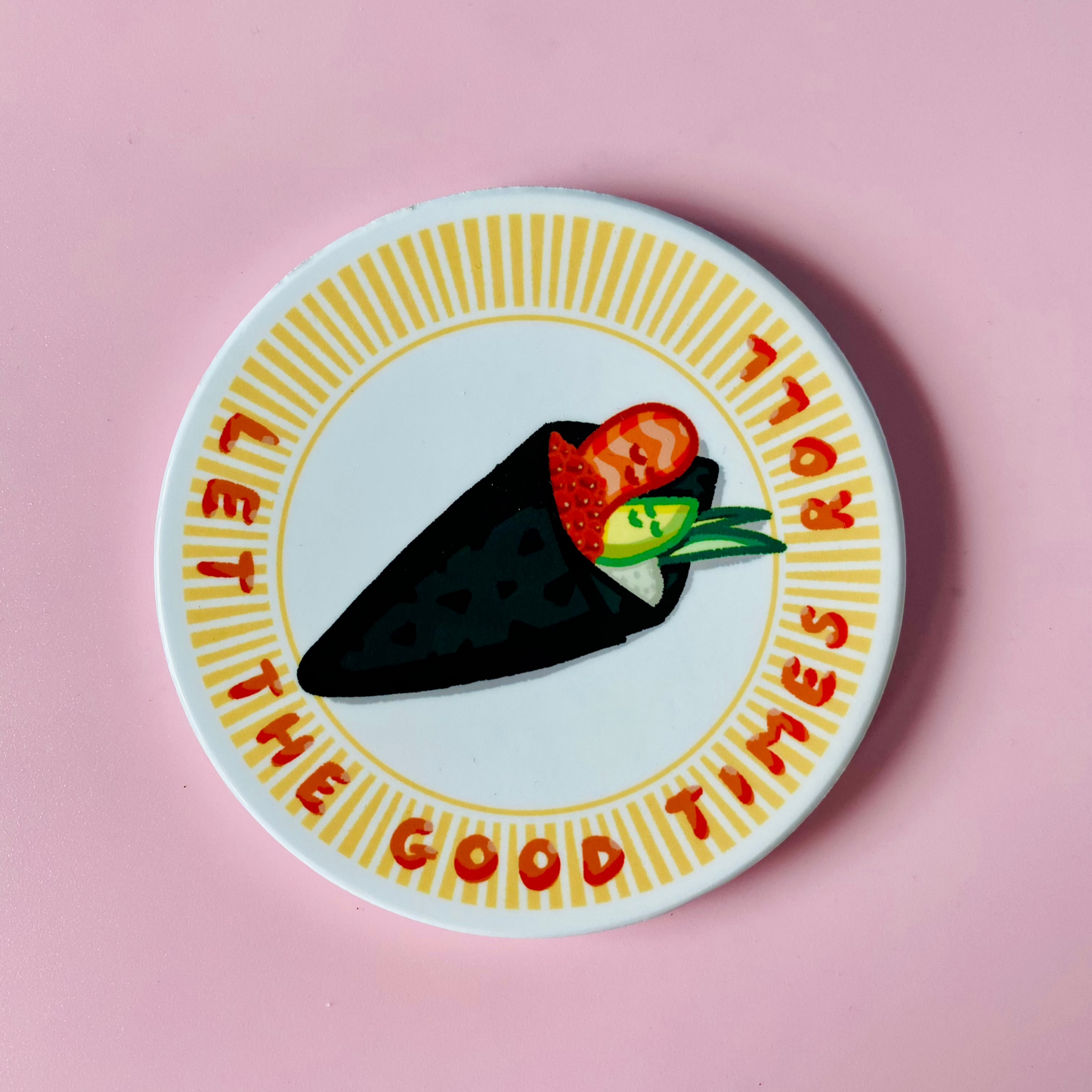 Let The Good Times Roll Snuggling Sushi Plate Coaster